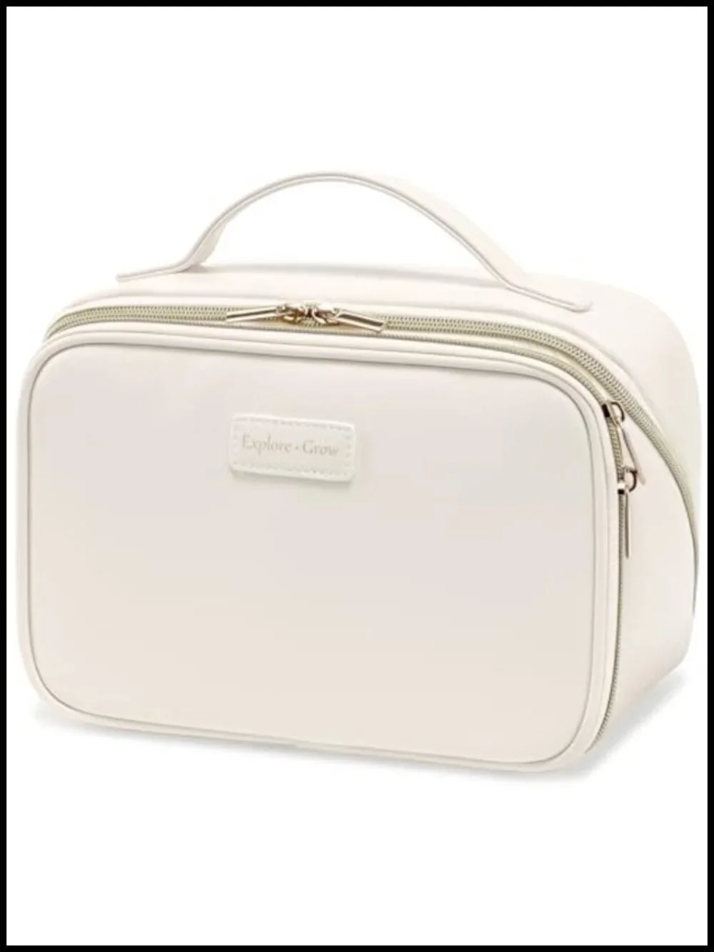 PU Leather Travel Makeup Bag with Dividers & Brush Holder, XL